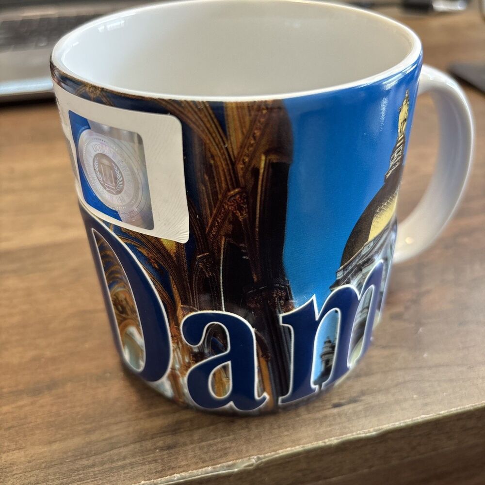 NWT Notre Dame University Coffee Mug 16 Oz 2013 Campus Basilica Raised Letters - Picture 5 of 8